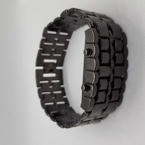 Faux Watch Black Chain Bracelet Unisex